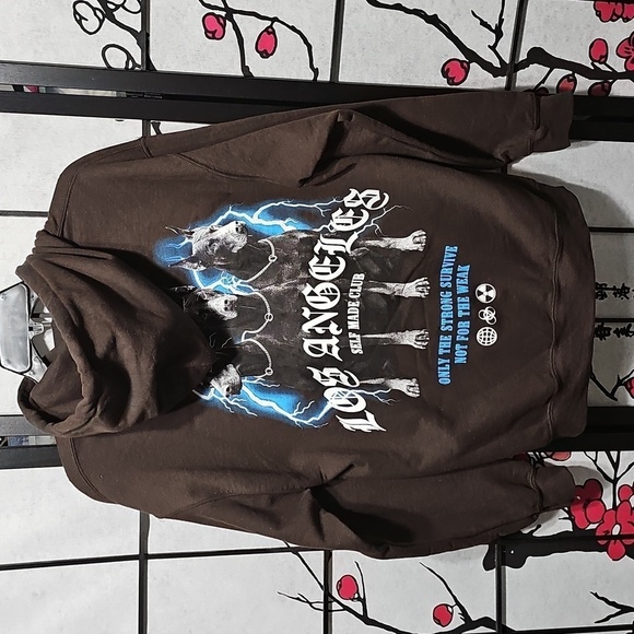 Popular Poison Los Angeles Self Made Club Dobermann Brown Hoodie Size Medium New - Picture 1 of 8